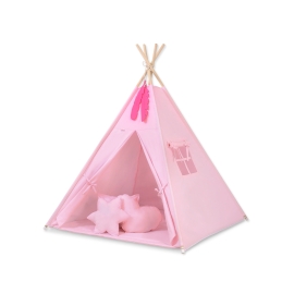 MEGA SET: Kids Teepee tent + playmat + pillows + decorative feathers FREE!- pink