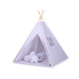 Mega Set: Teepee tent+playmat+pillows - Gray flowers
