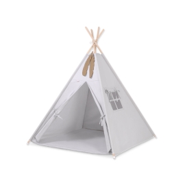 MINI Set: Teepee tent for kids + play mat+ decorative feathers -gray