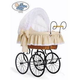 Moses Basket/Retro wicker crib Christine - White - beige