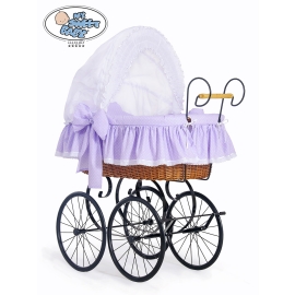 Moses Basket/Retro wicker crib Christine - White - lilac with lace