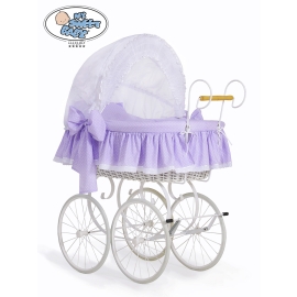 Moses Basket/Retro wicker crib Christine - White - lilac with lace