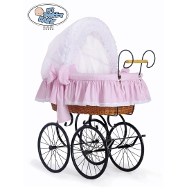 Moses Basket/Retro wicker crib Christine - White - pink