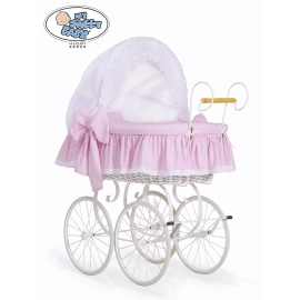 Moses Basket/Retro wicker crib Christine - White - pink