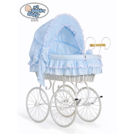 Blue Bedding Retro Wicker Crib for Baby Boy
