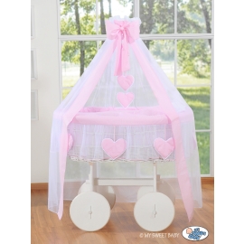 Moses Basket Wicker drape crib Deluxe- Amelie pink