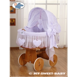 Moses Basket Wicker hood crib- Amelie lilac