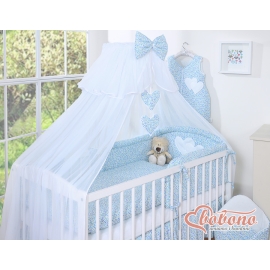 Mosquito net for baby chiffon - Hanging Hearts blue flowers