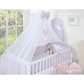 Mosquito-net for Baby made of chiffon- Hanging Hearts pink flowers