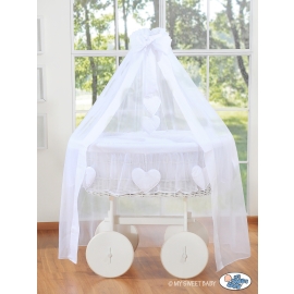 MSW Moses Basket Wicker drape crib Deluxe- Amelie white