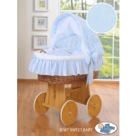 My Sweet Baby Moses Wicker Crib with Hood - Donkey Luca blue
