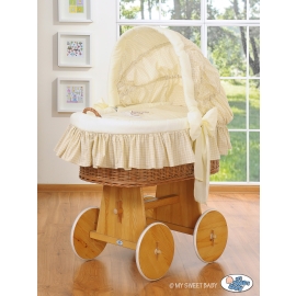 My Sweet Baby Moses Wicker Crib with Hood - Good Night cream