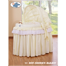 My Sweet Baby Moses Wicker Crib with Hood - Little Prince/Princess cream