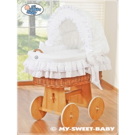 MY Sweet Baby Wicker Crib with Hood - Little Angel white