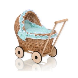Natural Wicker and Wood Retro Style New Doll Pram -1034