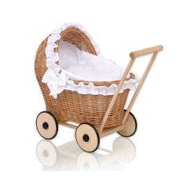 Natural Wicker and Wood Retro Style New Doll Pram -516