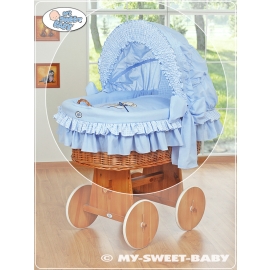 Wicker Crib Blue Bedding Set