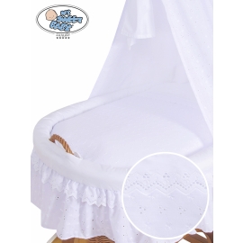 New Replacement Bedding Set Covers for Wicker Crib Charlotte White Embroidered Bedding Set no. 50202-906 or 70202White Bedding Set
