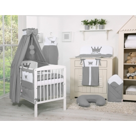 Newborn Baby Bedding set 11pcs with canopy- Little Prince/Princess anthracite
