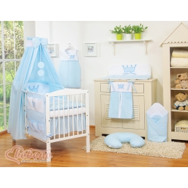 Newborn Baby Bedding set 11pcs with canopy- Little Prince/Princess blue