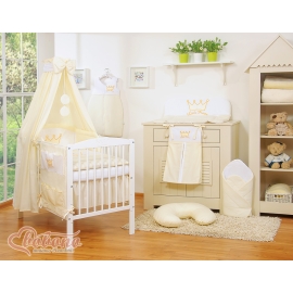 Newborn Baby Bedding set 11pcs with canopy- Little Prince/Princess cream