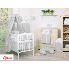 Newborn Baby Bedding set 11pcs with canopy- Little Prince/Princess gray
