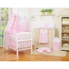 Newborn Baby Bedding set 11pcs with canopy- Little Prince/Princess pink