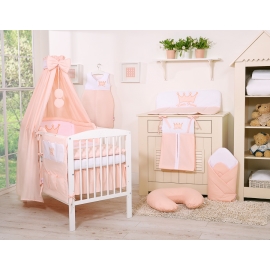Newborn Baby Bedding set 11pcs with canopy- Little Prince/Princess pink