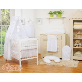 Newborn Baby Bedding set 11pcs with canopy- Little Prince/Princess white