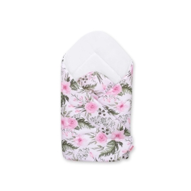 Newborn Baby Swaddle Blanket Wrap - peony flower pink/white