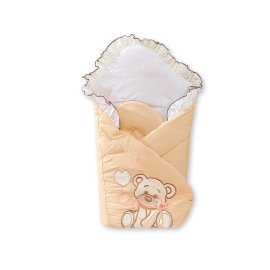 Newborn Blanket Baby nest - Bear with bow peach