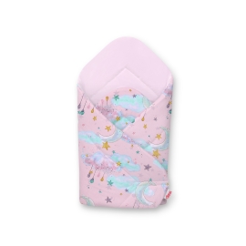 Newborn Swaddle Wrap Baby Blanket - moons pink/pink