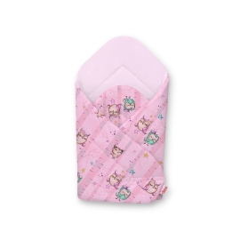 Newborn Swaddle Wrap Baby Blanket - Owls pink-mint/pink