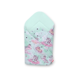 Newborn Swaddle Wrap Baby Blanket - unicorn mint/mint