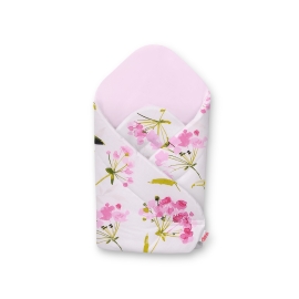 Newborn Swaddle Wrap Baby Blanket with stiffening - flowers pink