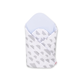 Newborn Wrap Swaddle Blanket with stiffening - clouds gray/blue