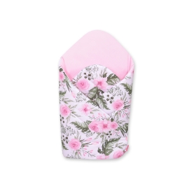 Newborn Wrap Swaddle Blanket with stiffening - peony flower pink
