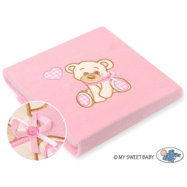 Pink Polar fleece blanket for Baby- Bear with bow