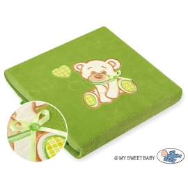 Polar fleece blanket for Baby- Bear with bow green