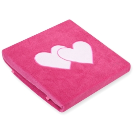 Polar fleece blanket for Baby- Hanging hearts dark pink