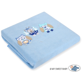 Polar fleece blanket for Baby - Owls - bright blue