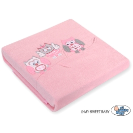 Polar fleece blanket for Baby - Owls - bright pink