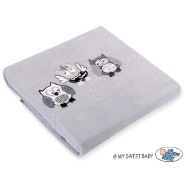 Polar fleece blanket for Baby - Owls - Gray-black