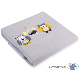 Polar fleece blanket for Baby - Owls - Gray-yellow
