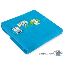 Polar fleece blanket for Baby - Owls - turquoise