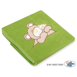 Polar fleece blanket for Baby- Teddy Bear Barnaba green