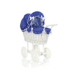 Retro Style White Wicker Doll Pram -380