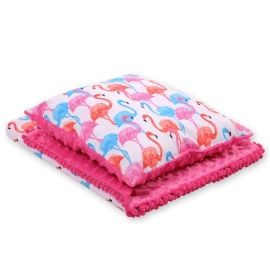 Set: Double-sided blanket minky + pillow- flamingo