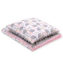 Set: Double-sided blanket minky + pillow- hedgehogs Gray