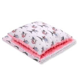 Set: Double-sided blanket minky + pillow- little doggies